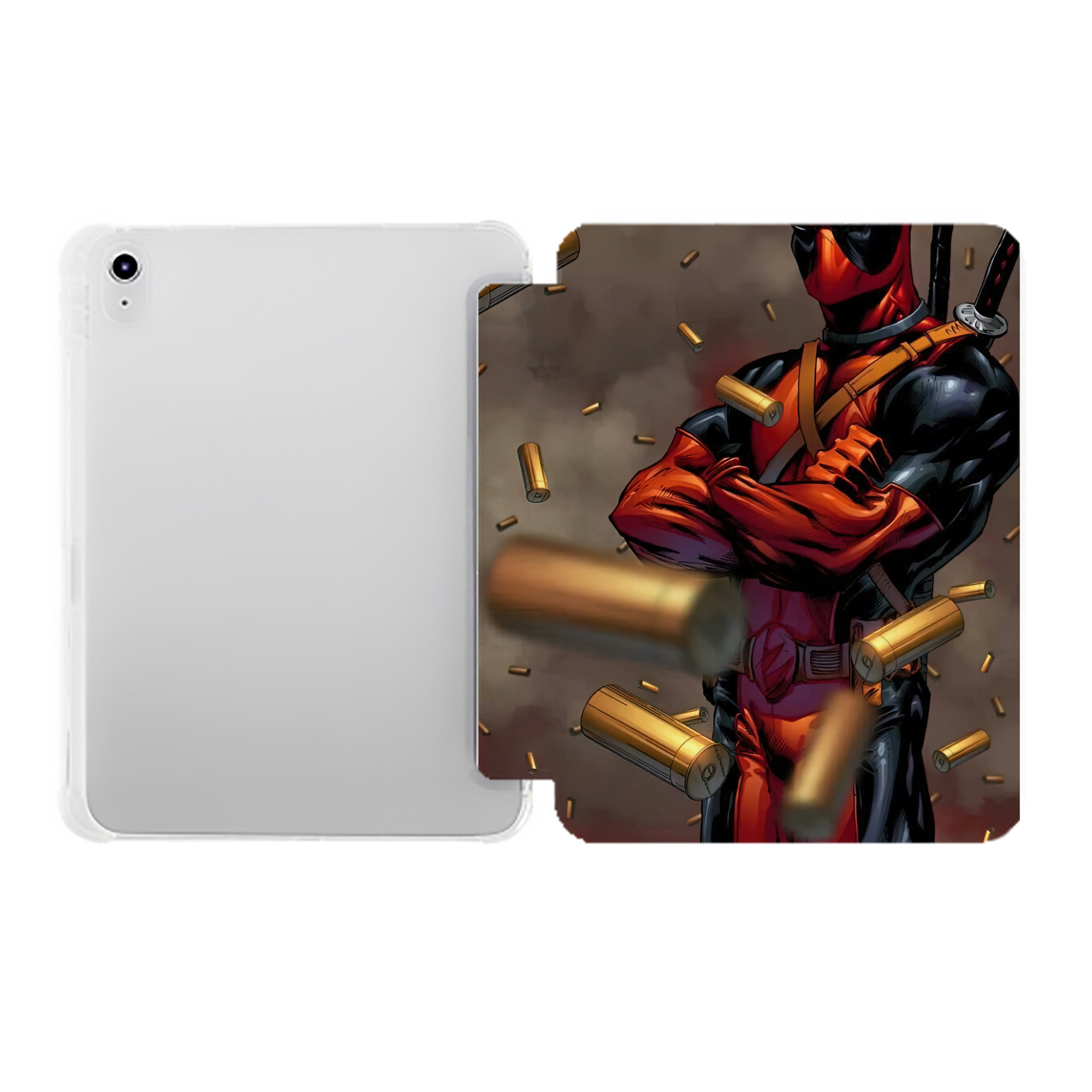（画像用） Deadpool デッドプール IPad ケース ペン収納付き 三つ折りスタンド PUレザー×シリコン 対応機種9.5/10.5/10.9インチ